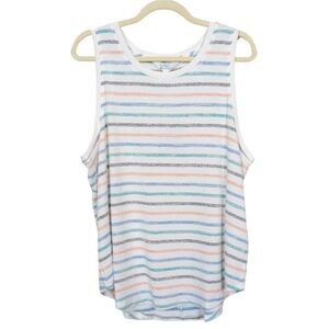 Market & Spruce Sleeveless knit Top Size XXL white & multicolored stripes New